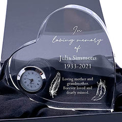 Gift For Daughter Personalised Engraved Heart Crystal Glass Clock