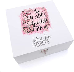 ukgiftstoreonline Personalised Worlds Best Mum Gift Keepsake Large Wooden Box