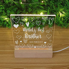 World's Best Brother Personalised Night Light LED Lamp Gift