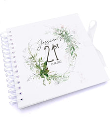 Personalised 21st Birthday Scrapbook Photo album Gift With Botanical Design