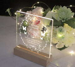 in Loving Memory of Wife Remembrance Memorial Personalised Light LED Lamp