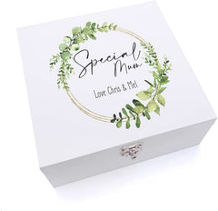 ukgiftstoreonline Personalised Special Mum Wreath Design Keepsake Wooden Box