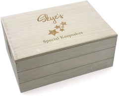 ukgiftstoreonline Personalised Baby Gift Antique Wooden Keepsake Memory Crate Box