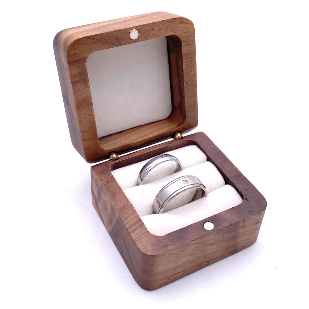 Personalised Wedding Ring Box Holder for 2 Rings With Hearts