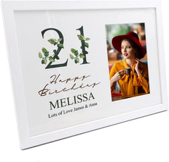 Personalised 21st Birthday Green Leaf Design Gift Photo Frame
