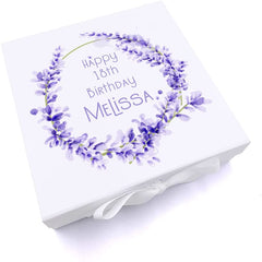 ukgiftstoreonline Personalised Lavender Wreath Birthday gift box keepsake memory box