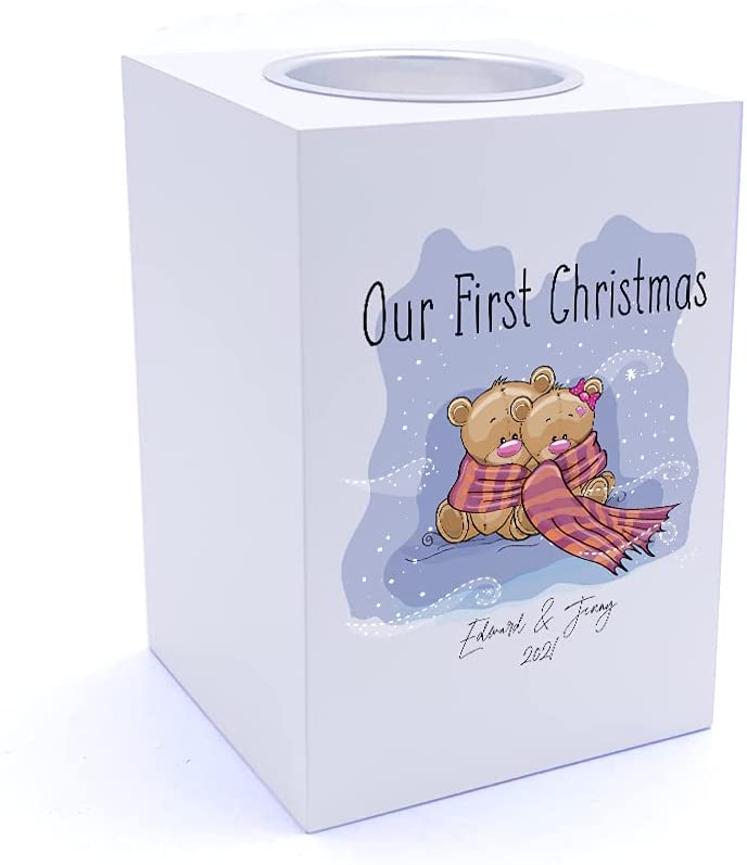 Personalised Our First Christmas Tea Light Holder