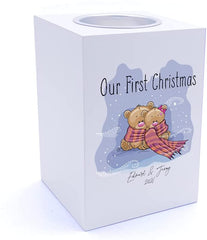 Personalised Our First Christmas Tea Light Holder