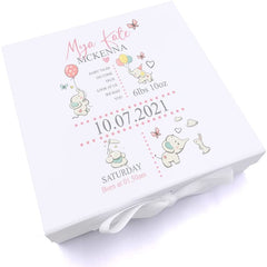 ukgiftstoreonline Personalised Baby Girl Elephants Design Keepsake Memory Box