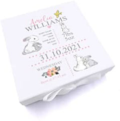 ukgiftstoreonline Personalised Rabbit Baby Girl Keepsake Memory Box Gift