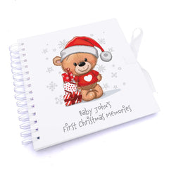 Personalised Baby's First Christmas Scrapbook Photo Album With Teddy