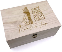 25th Wedding Anniversary Gift Personalised Wooden Memory Keepsake Box