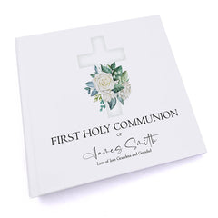 Personalised Communion 6x4" Slip in Photo Album Gift With Green Cross