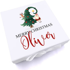 ukgiftstoreonline Personalised Merry Christmas Tree Design Keepsake Memory Box