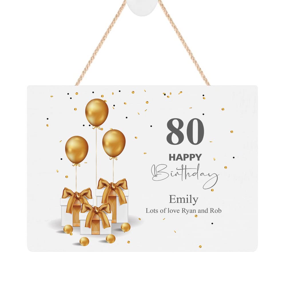 ukgiftstoreonline Personalised 80th Birthday Plaque Gift With Presents