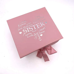 ukgiftstoreonline Pink Sister Keepsake Memory Box Gift With Silver Heart Print