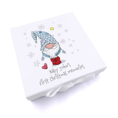 Personalised Baby Boy First Christmas Keepsake Box With Gnome