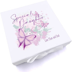 Personalised Special Daughter Pink & Purple Butterfly Gift Keepsake Memory Box