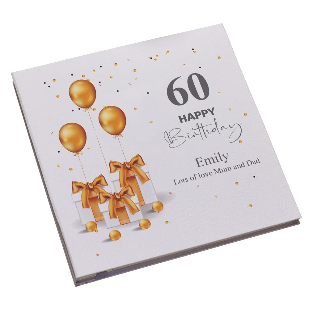 Personalised Large Linen 60th Birthday Photo Album With Presents.