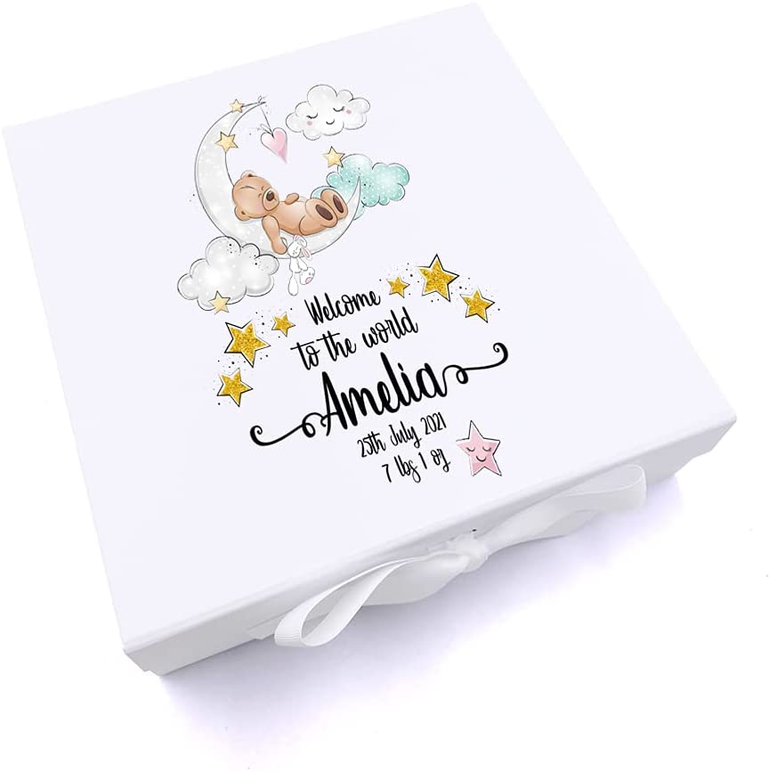 ukgiftstoreonline Personalised Baby Welcome to the world Keepsake Memory Box Gift
