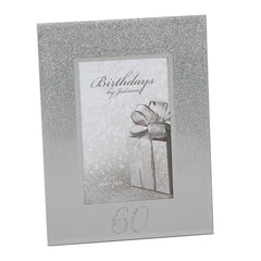 60th Birthday Glitter and Mirror Photo Frame 4" x 6" Gift Boxed - ukgiftstoreonline