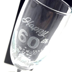 60th Birthday Stars Champagne Flute Glass Gift Boxed - ukgiftstoreonline