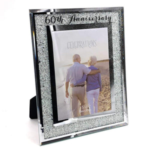 60th Diamond Wedding Anniversary Crystal Border 5 x 7 Photo Frame Gift - ukgiftstoreonline