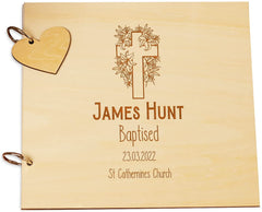 Personalised Baptism Guest Book, Scrapbook or Album Floral Cross