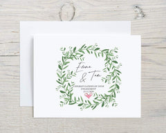Personalised Olive Green Wreath Design Engagement Card
