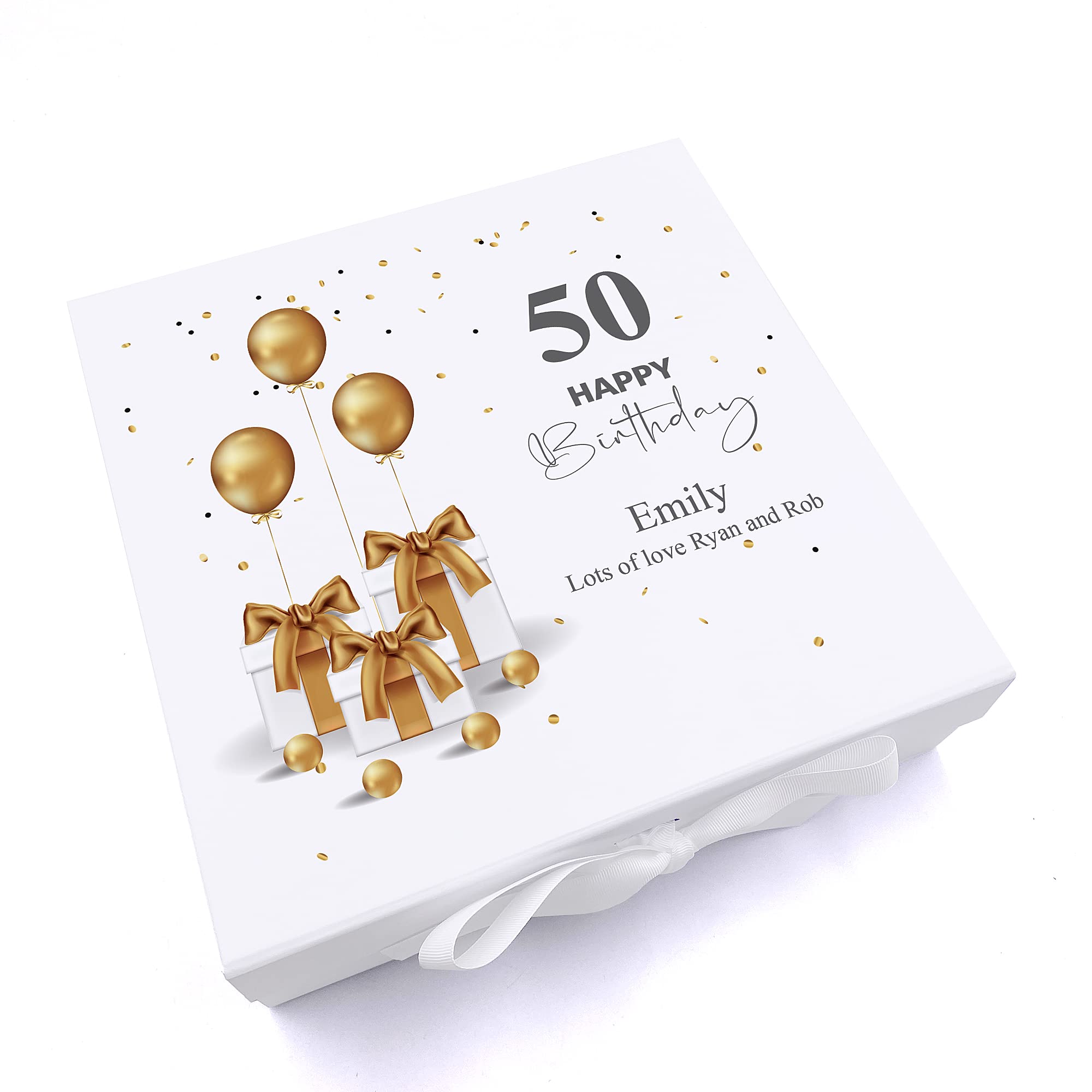 Personalised 50th Birthday Keepsake Memory Box Gold Presents