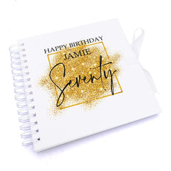 Personalised 70th Birthday Gift Scrapbook or Photo Album Gold Sparkles