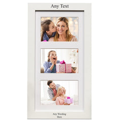 Personalised Wooden Triple Photo 6 x 4 Frame Custom Printed Any Message Portrait