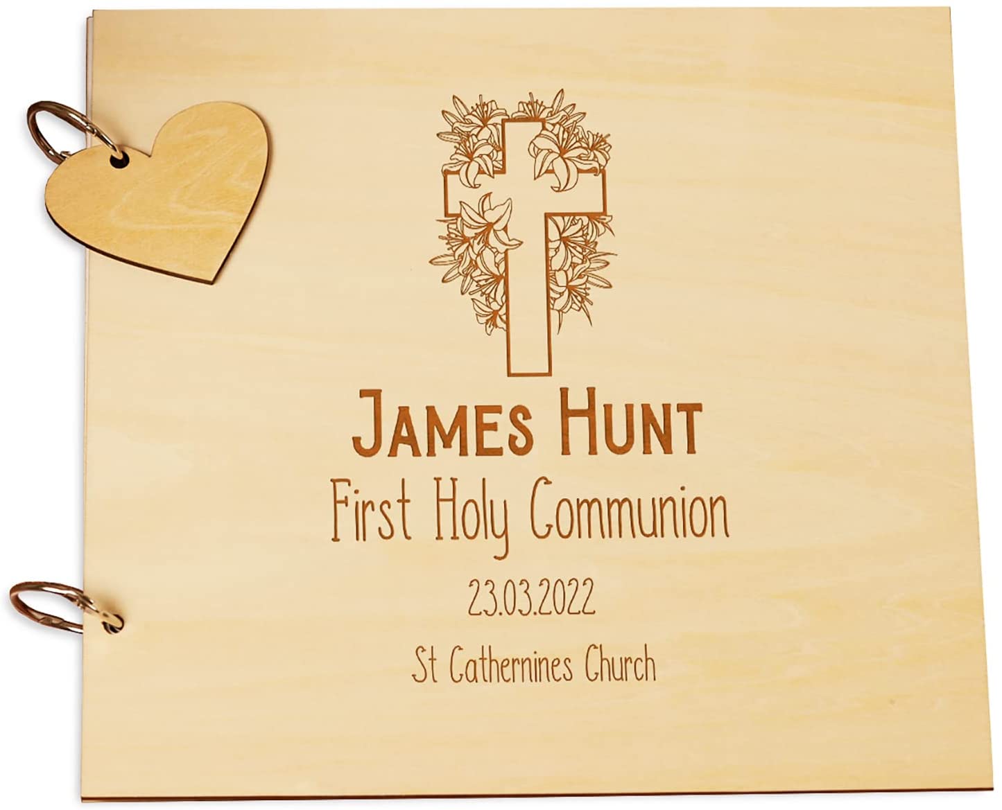 Personalised Communion Guest Book, Scrapbook or Album Floral Cross