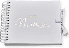 Mum White Scrapbook Photo album With Gold Script Leaf Design