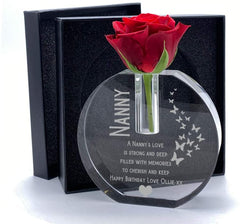 ukgiftstoreonline Personalised Nanny Gift Crystal Glass Flower Vase With Engraving Boxed FVS-4