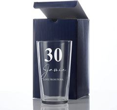 Personalised Engraved 30th Birthday Beer Perfect Pint Glass Gift