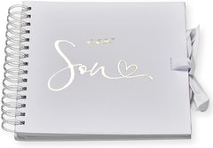 Son White Scrapbook Photo album With Gold Script Leaf Design