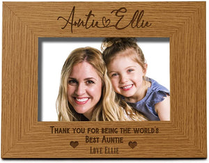 Personalised Best Auntie With Name Landscape Photo Frame Gift