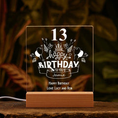 Personalised 13th Birthday LED Night Lamp Keepsake Gift Balloon Design