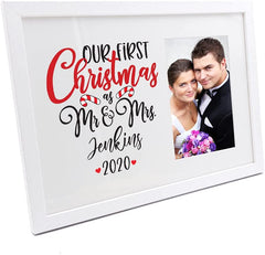 Personalised Mr and Mrs Our First Christmas Photo Frame