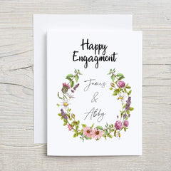 Personalised Floral Wreath Engagement Card