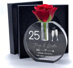 ukgiftstoreonline Personalised Anniversary Gift Crystal Glass Flower Vase With Engraving 5th, 10th, 25th, 30th, 40th, 50th, 60th