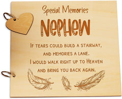 Nephew Remembrance In Loving Memory Wooden Guest Book, Scrapbook or Photo Album