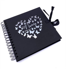 Nanny Black Scrapbook Guest Book Or Photo Album with Silver Script