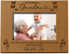 Personalised Wonderful Grandma Engraved Wooden Photo Frame Gift