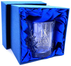 Engraved Personalised Any Birthday Crystal Cut Whiskey Glass 18th, 21st, 30th, 40th, 50th, 60th, 70th, 80th