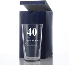 Personalised Engraved 40th Birthday Beer Perfect Pint Glass Gift