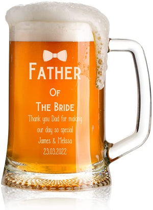 Personalised Father of The Bride Beer Tankard Glass Gift - ukgiftstoreonline