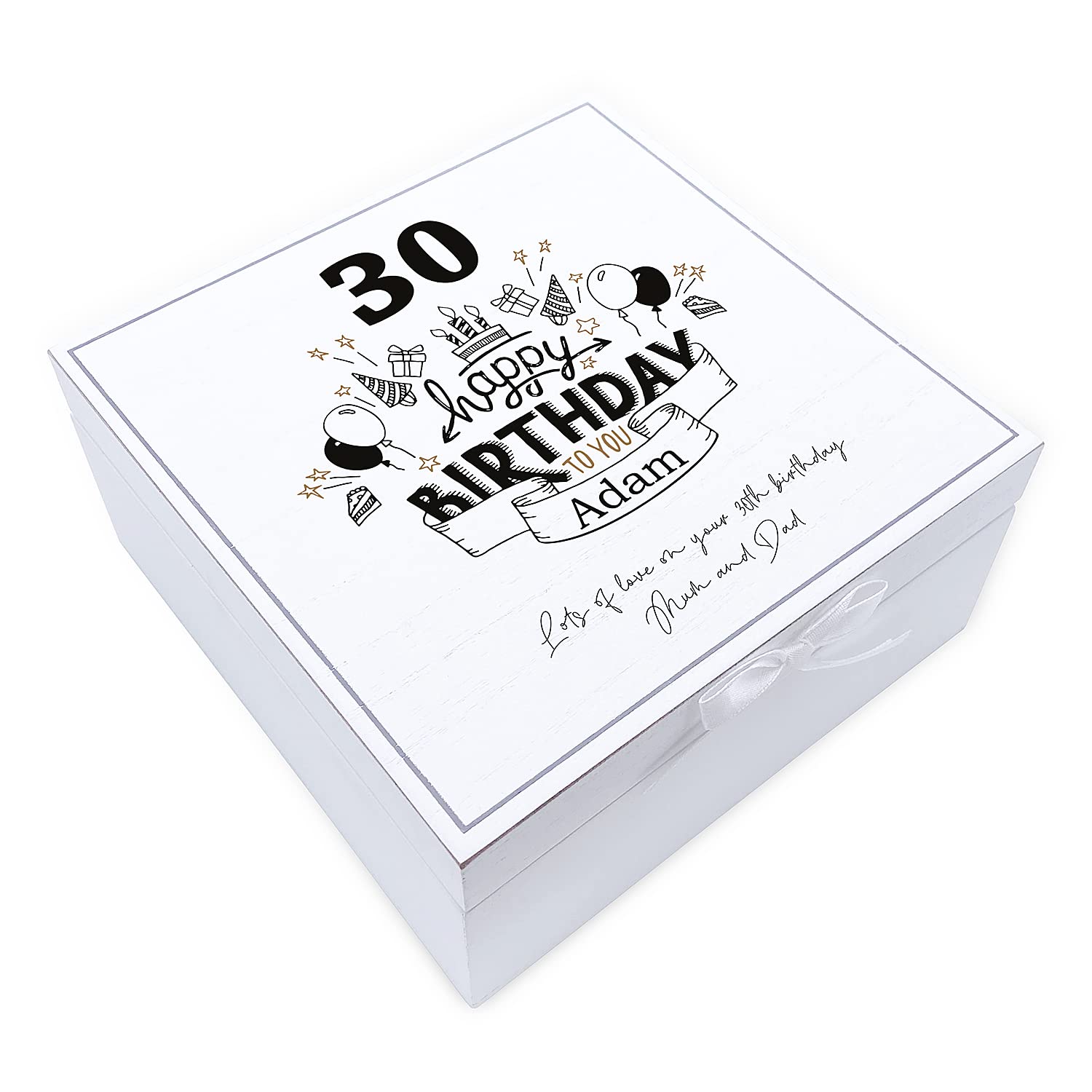 ukgiftstoreonline Personalised 30th Birthday Vintage Wooden Box Keepsake Gift Elements Keepsake Boxes ukgiftstoreonline