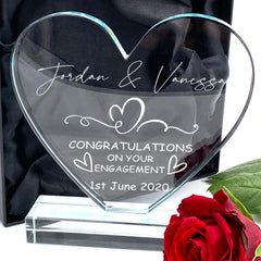 ukgiftstoreonline Personalised Engagement Gift Large Jade Glass Heart
